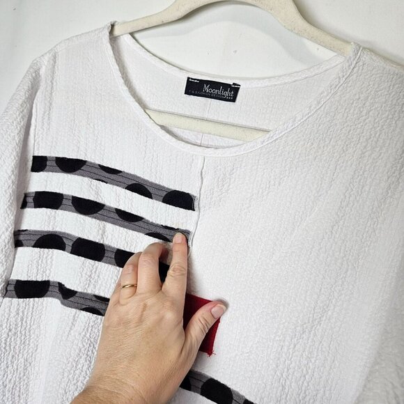 MOONLIGHT Asymmetrical Tunic Stripes Polka Dots Geometric Artsy Art Your Wear L - Picture 4 of 8